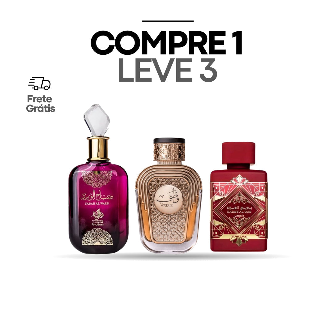 PROMOÇÃO COMPRE 1 LEVE 3 - Sabah Al Ward, Watani e Lattafa Sublime - 100ml Cada
