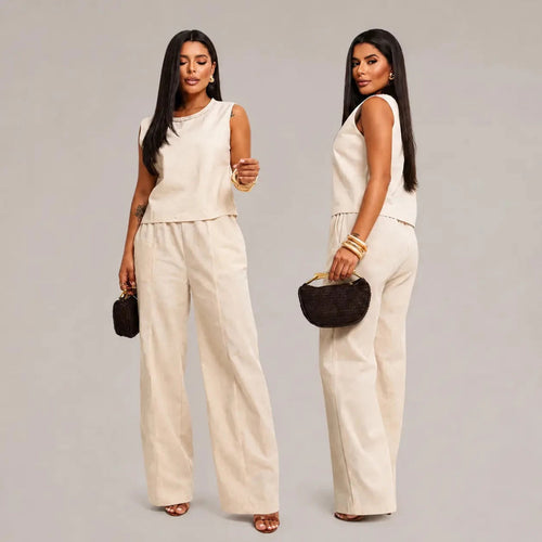 Kit com 2 Conjuntos Feminino em Linho Premium - 40%OFF