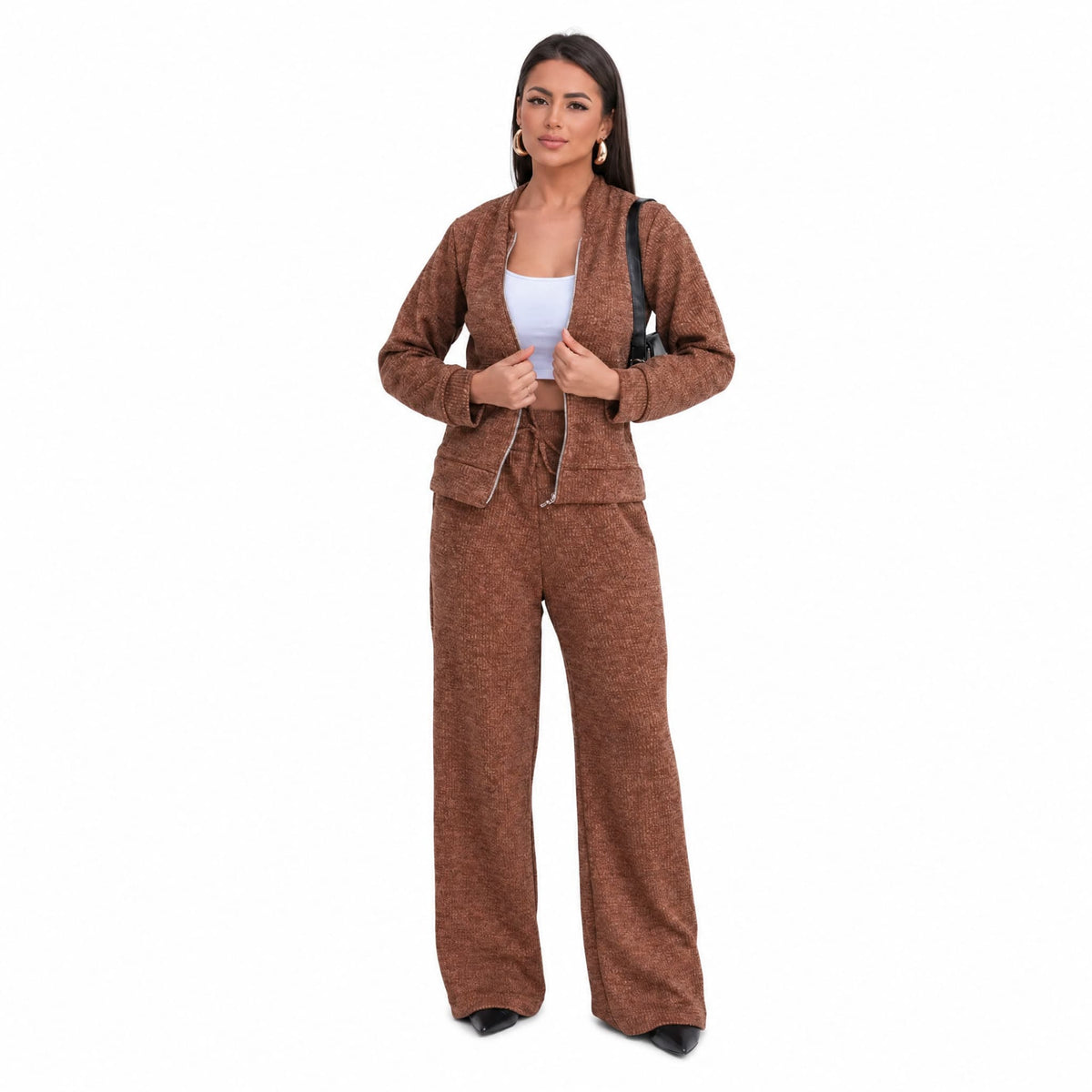 Conjunto Patrícia Malha Ribana — Jaqueta + Calça