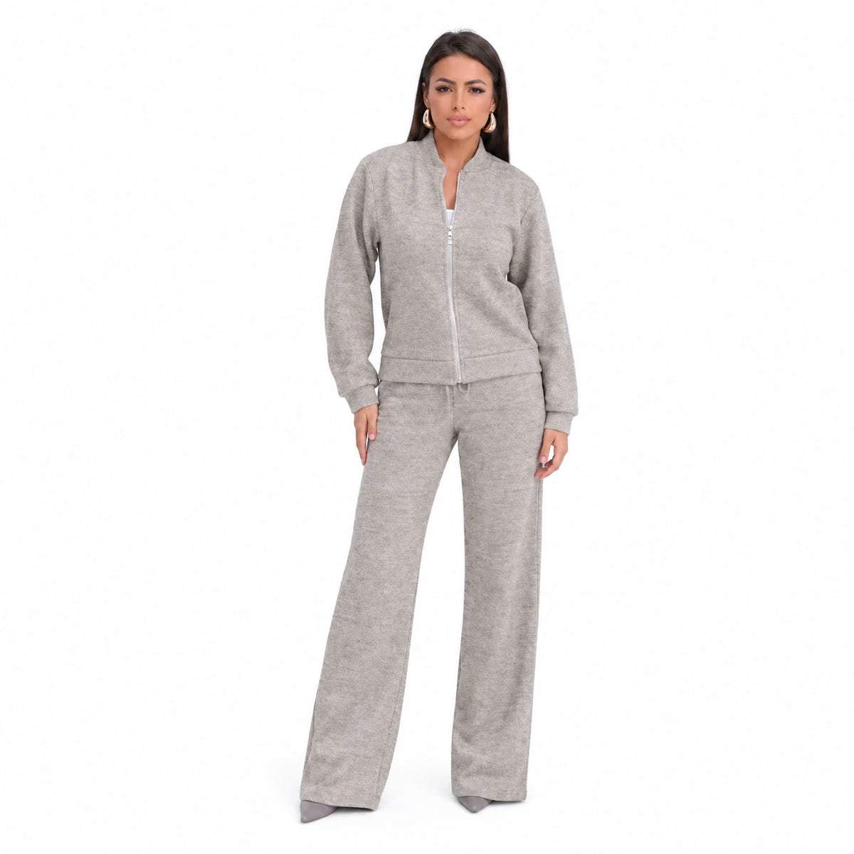 Conjunto Patrícia Malha Ribana — Jaqueta + Calça