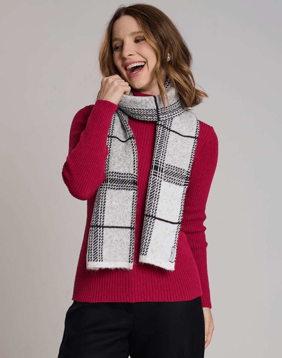 Cachecol Tartan Dunbar Branca - Tricote Modas