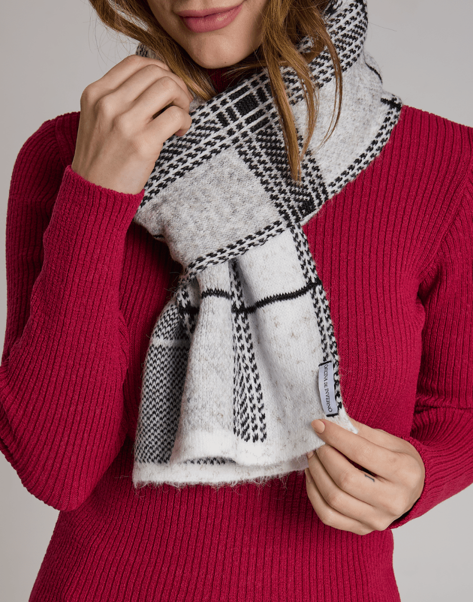 Cachecol Tartan Dunbar Branca - Tricote Modas