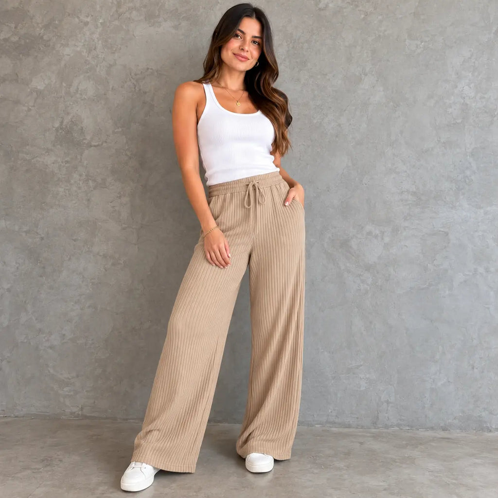 (KIT COM 3) Calça Pantalona com Bolso - Tecido Canelado Premium | ESQUENTA BLACK FRIDAY