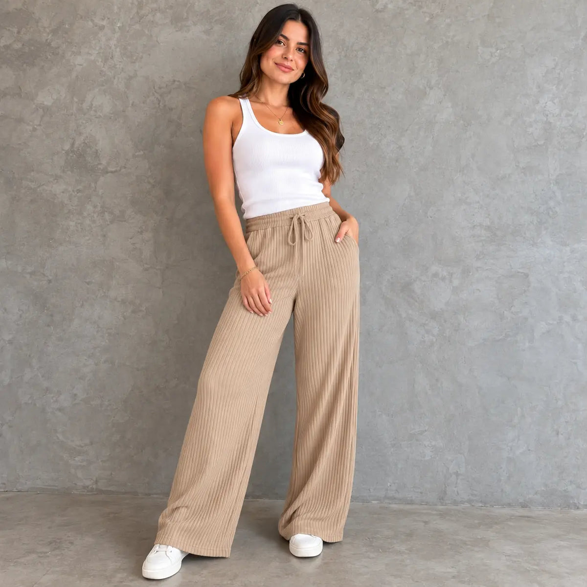 (KIT COM 3) Calça Pantalona com Bolso - Tecido Canelado Premium | ESQUENTA BLACK FRIDAY