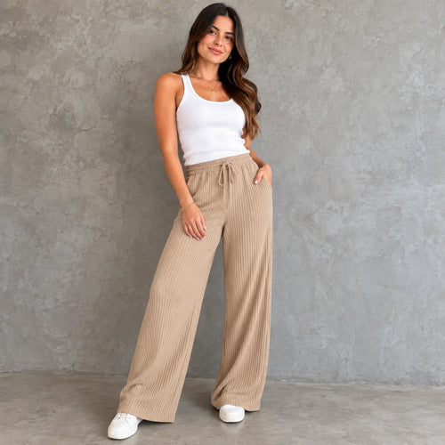 (KIT COM 3) Calça Pantalona com Bolso - Tecido Canelado Premium | ESQUENTA BLACK FRIDAY