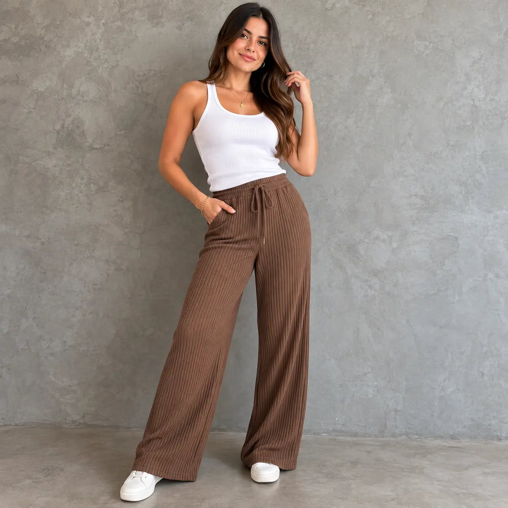 (KIT COM 3) Calça Pantalona com Bolso - Tecido Canelado Premium | ESQUENTA BLACK FRIDAY