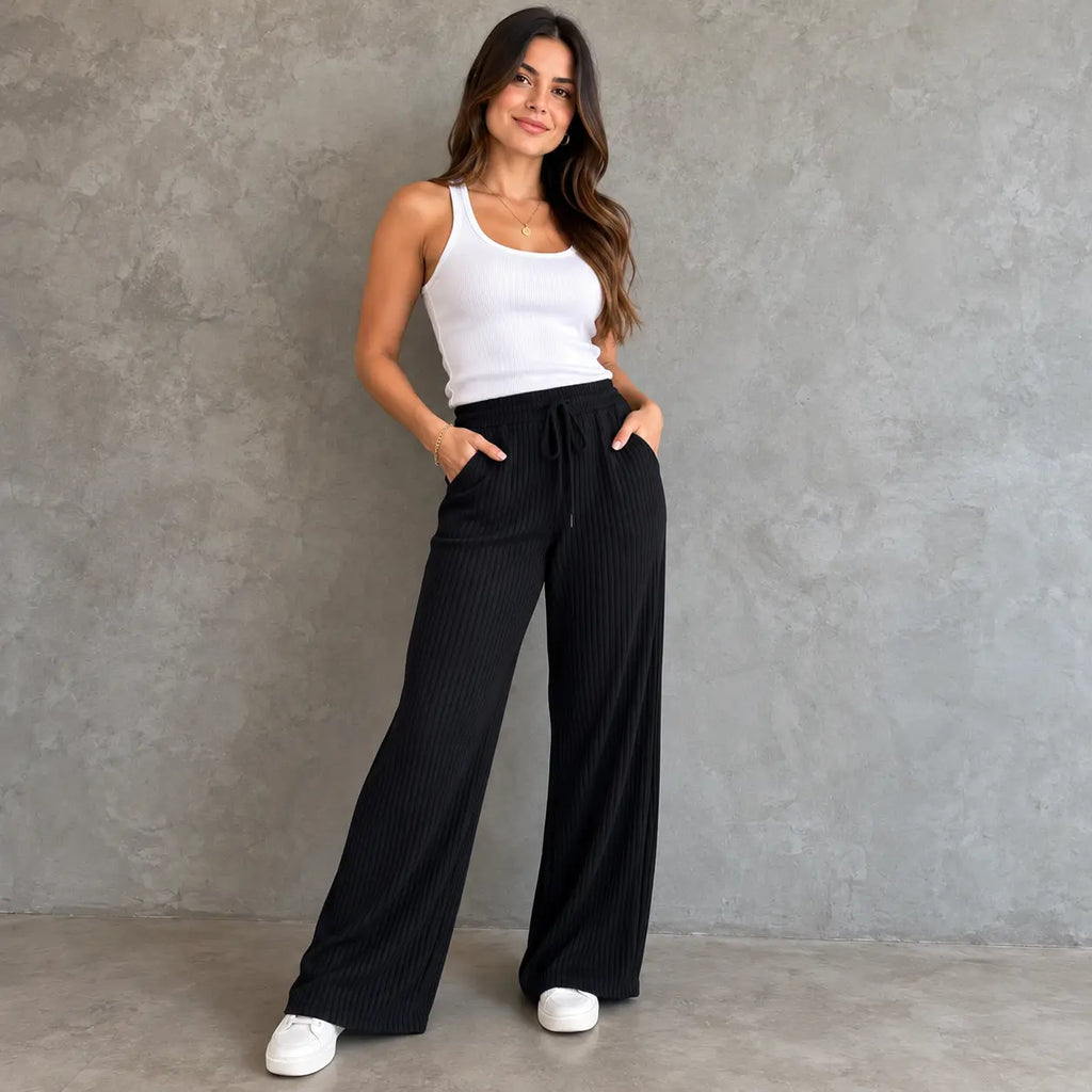 (KIT COM 3) Calça Pantalona com Bolso - Tecido Canelado Premium | ESQUENTA BLACK FRIDAY