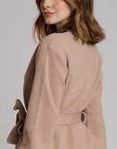 Casaco de Tricot com Faixa Softline Bege - Tricote Modas
