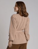 Casaco de Tricot com Faixa Softline Bege - Tricote Modas