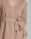 Casaco de Tricot com Faixa Softline Bege - Tricote Modas