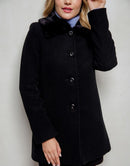 Casaco Lã Natural Gola Pelo Bérgamo Preto - Tricote Modas