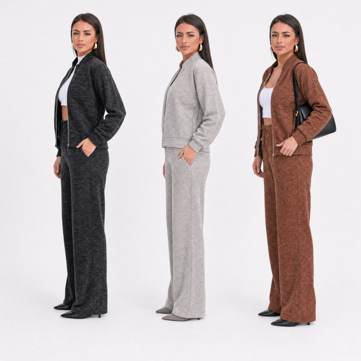 Conjunto Patrícia Malha Ribana — Jaqueta + Calça