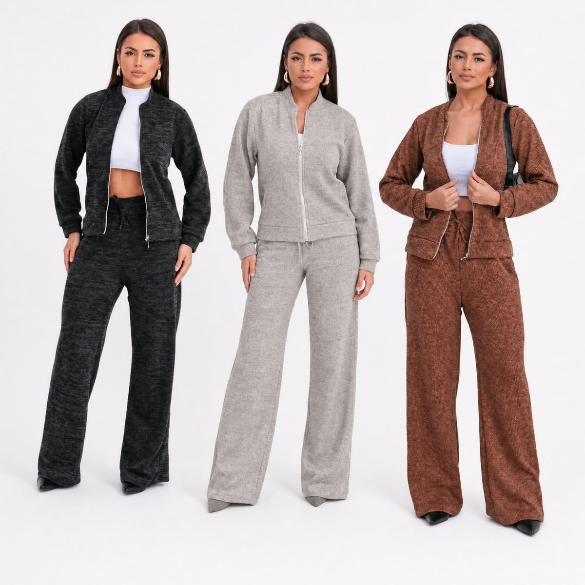 Conjunto Patrícia Malha Ribana — Jaqueta + Calça