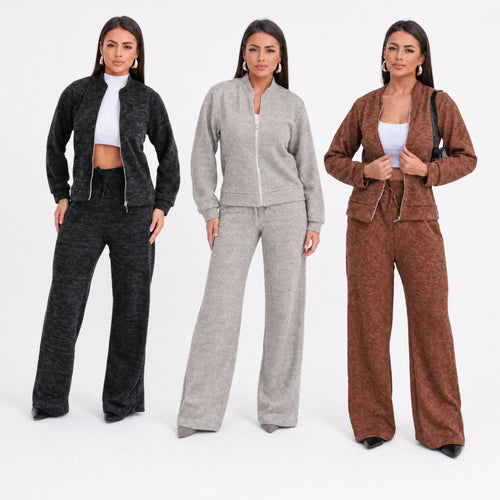 Conjunto Patrícia Malha Ribana — Jaqueta + Calça
