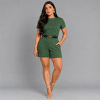 Conjunto Feminino Antonella Blusa + Bermuda | PROMOÇÃO DE PRÉ VERÃO 2026 - VERD ESCURO - P