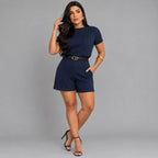 Conjunto Feminino Antonella Blusa + Bermuda | PROMOÇÃO DE PRÉ VERÃO 2026 - AZUL MARINHO - P