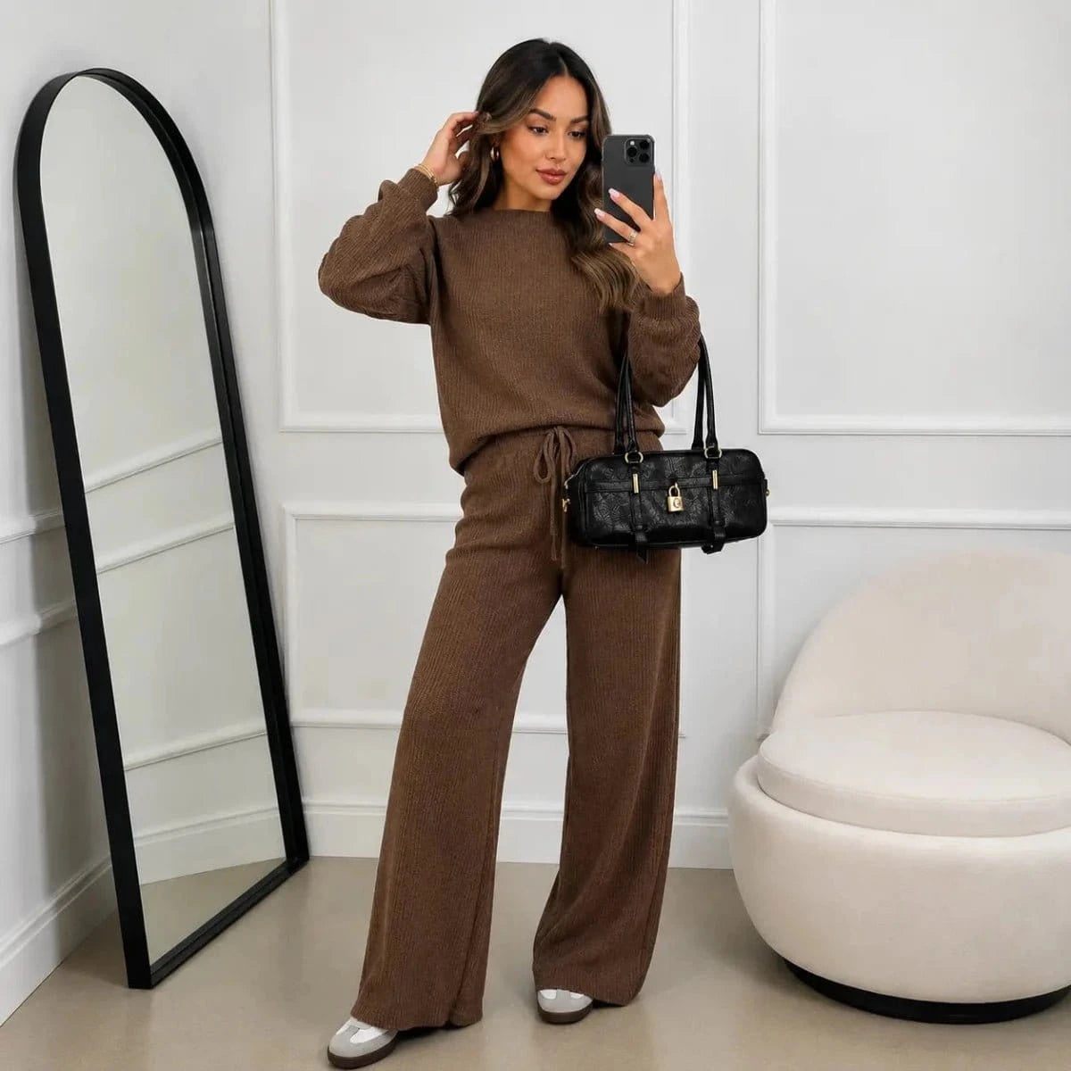 Mirella Modas Conjunto Feminino Tricot Mousse Juliana (Calça + Blusa)