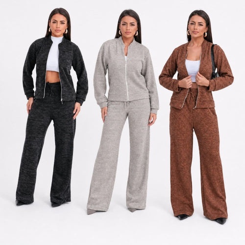 Mirella Modas Conjunto Patrícia Malha Ribana — Jaqueta + Calça