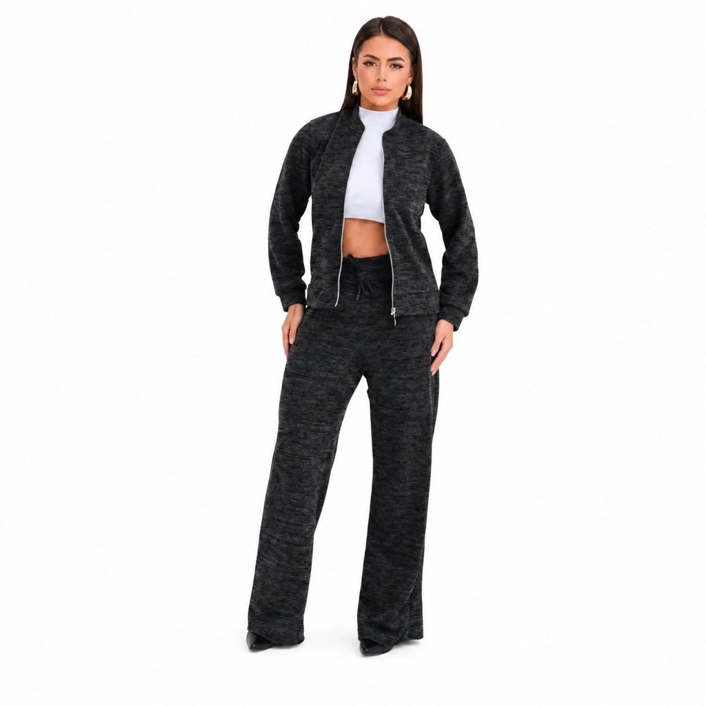 Mirella Modas Conjunto Patrícia Malha Ribana — Jaqueta + Calça