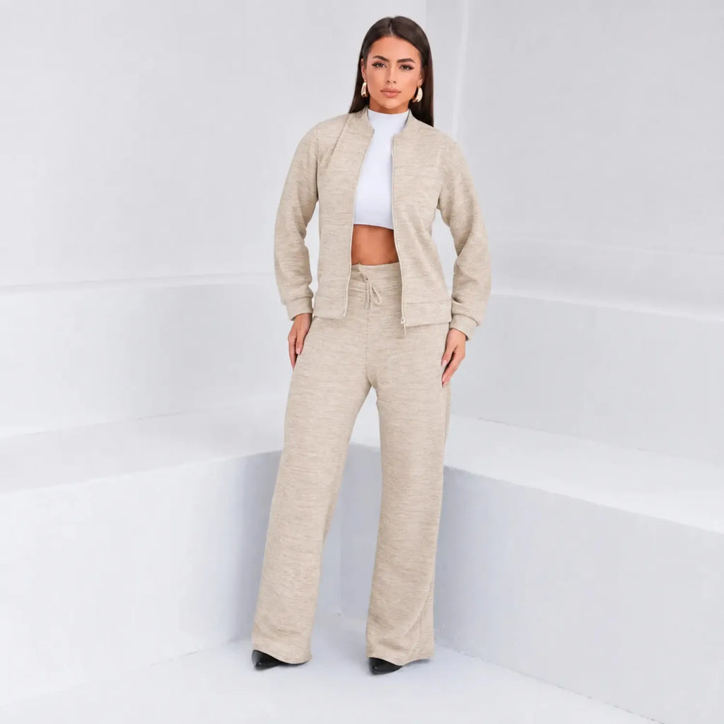 Mirella Modas Conjunto Patrícia Malha Ribana — Jaqueta + Calça