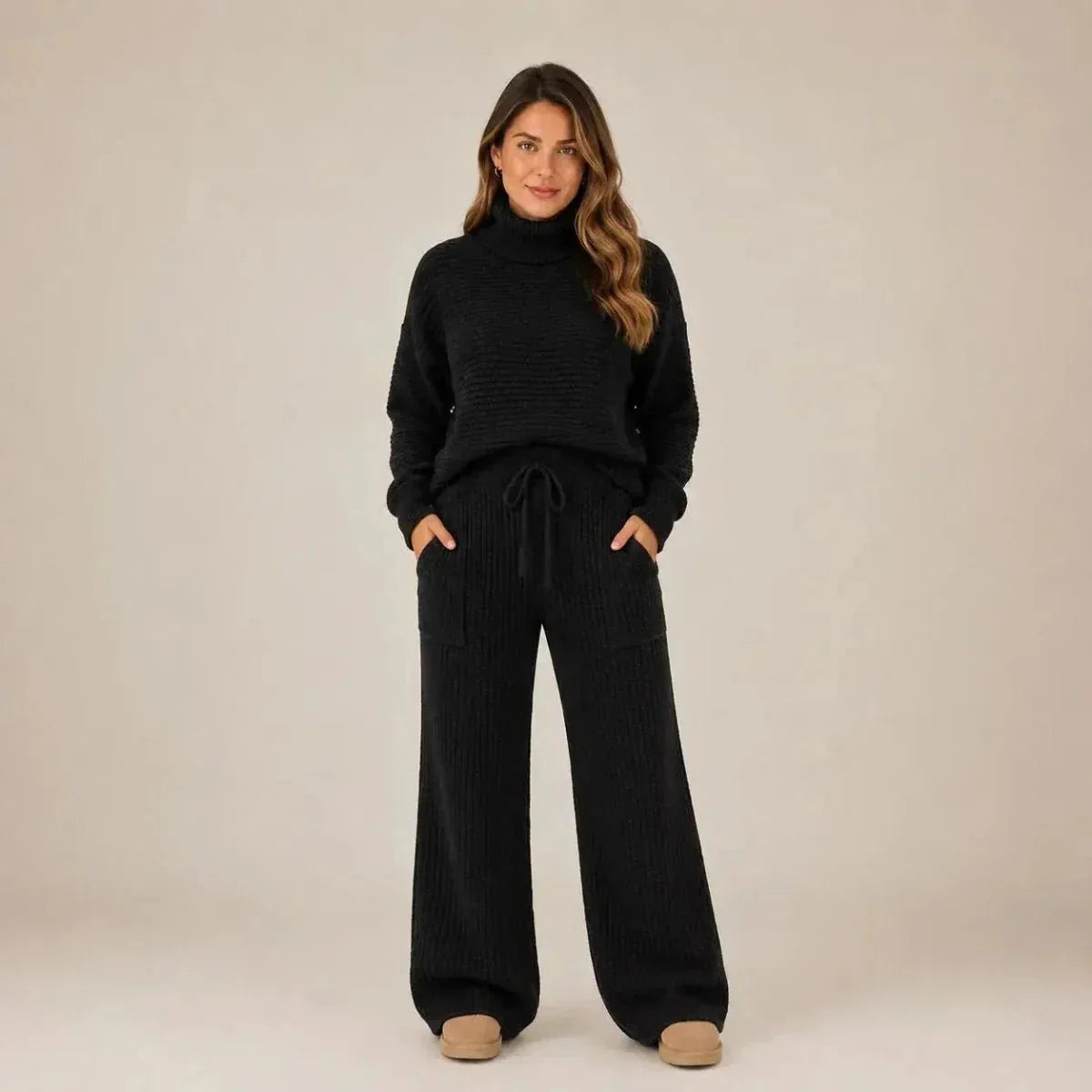 Conjunto Tatiana de Tricot Mousse (Blusa Gola Alta + Calça)