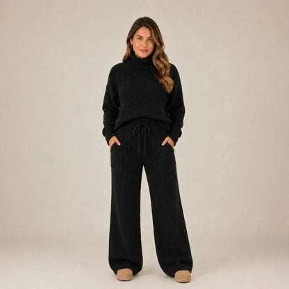 Conjunto Tatiana de Tricot Mousse (Blusa Gola Alta + Calça)