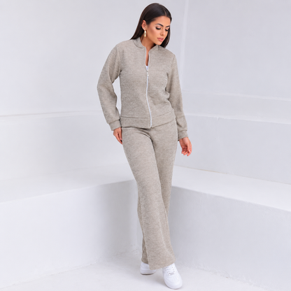 (KIT COM 3) Conjunto Feminino em Malha Ribana com Zíper [LIQUIDAÇÃO DE INVERNO]