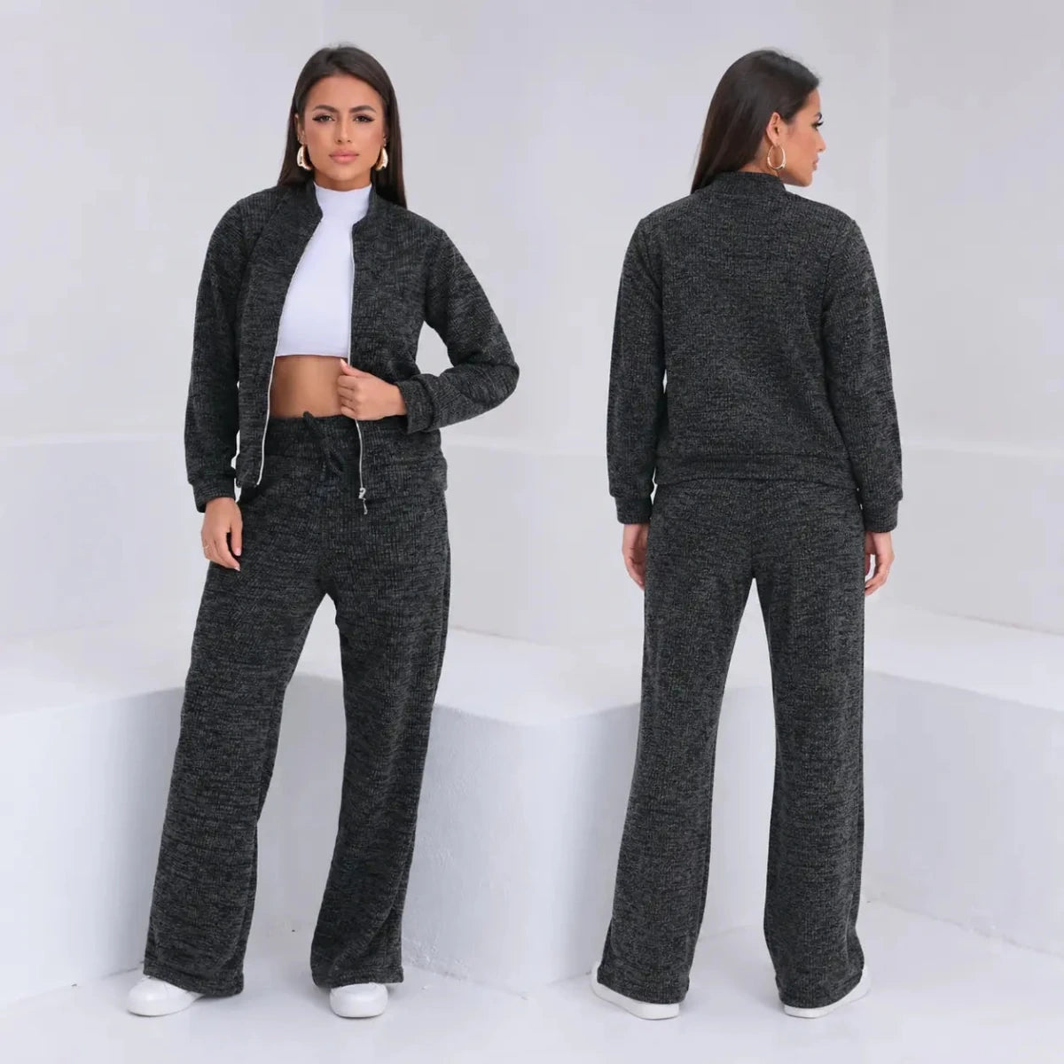 KIT COM 3 -  Conjuntos Femininos Ribana — Jaqueta e Calça em 3 Cores