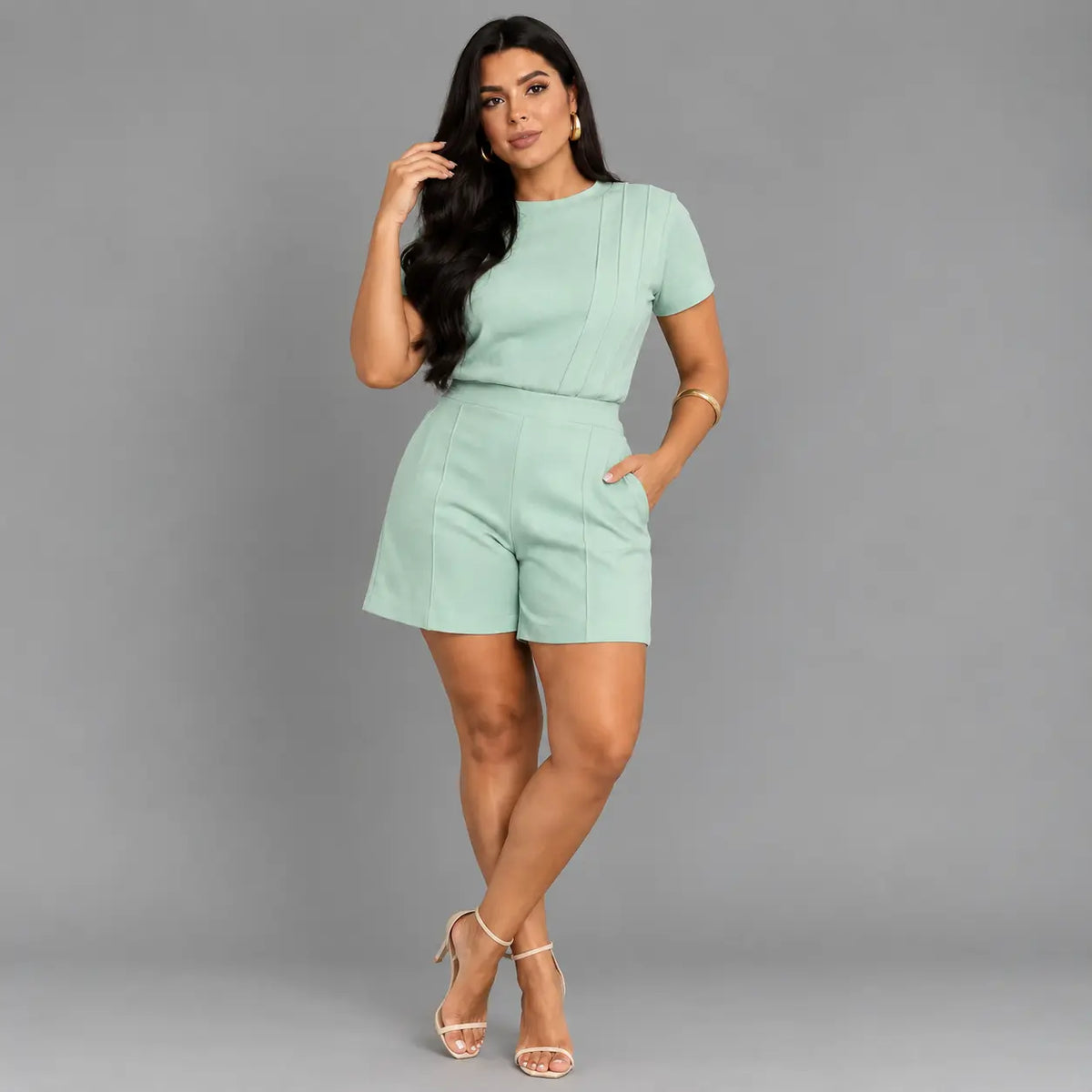 Conjunto Feminino Antonella  Blusa + Bermuda | PROMOÇÃO DE PRÉ VERÃO 2026