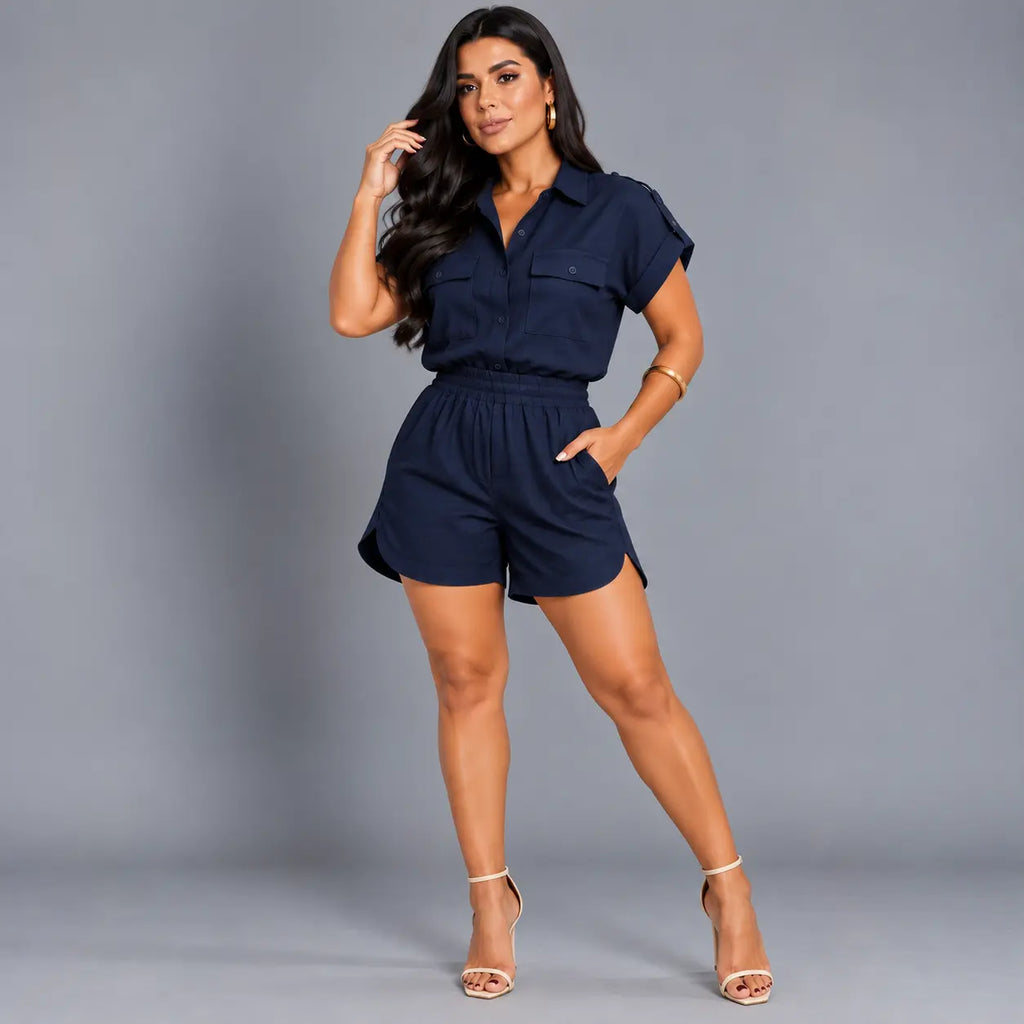 Conjunto Feminino Sofia Blusa + Bermuda em Linho Premium | PROMOÇÃO DE PRÉ VERÃO 2026