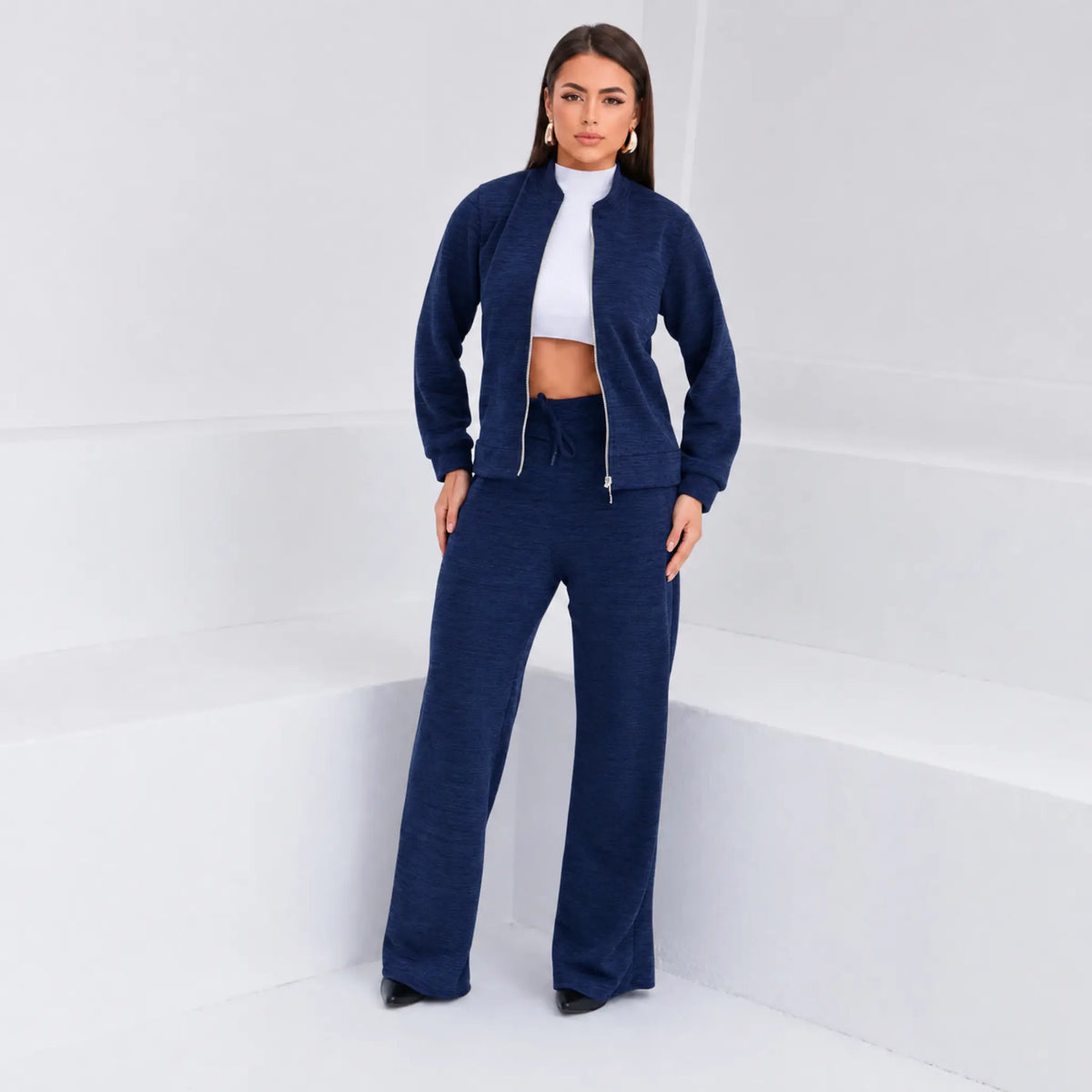 Conjunto Patrícia Malha Ribana — Jaqueta + Calça