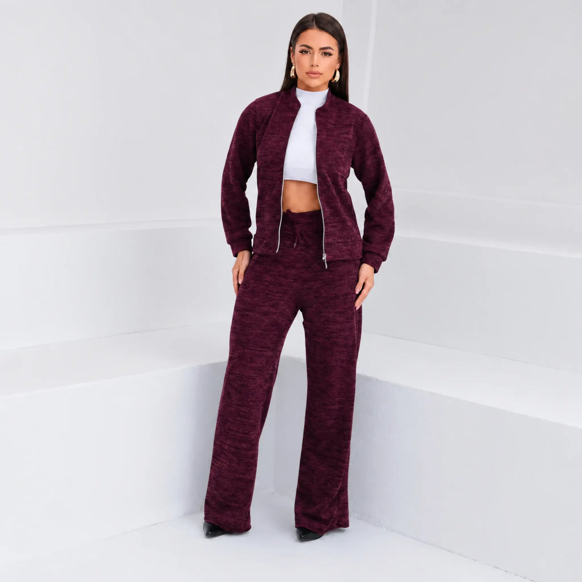 Conjunto Patrícia Malha Ribana — Jaqueta + Calça