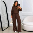 Kit 2 Conjuntos Feminino Canelado em Tricot (Blusa + Calça)