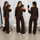 Kit 2 Conjuntos Feminino Canelado em Tricot (Blusa + Calça)