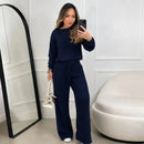 Kit 2 Conjuntos Feminino Canelado em Tricot (Blusa + Calça)