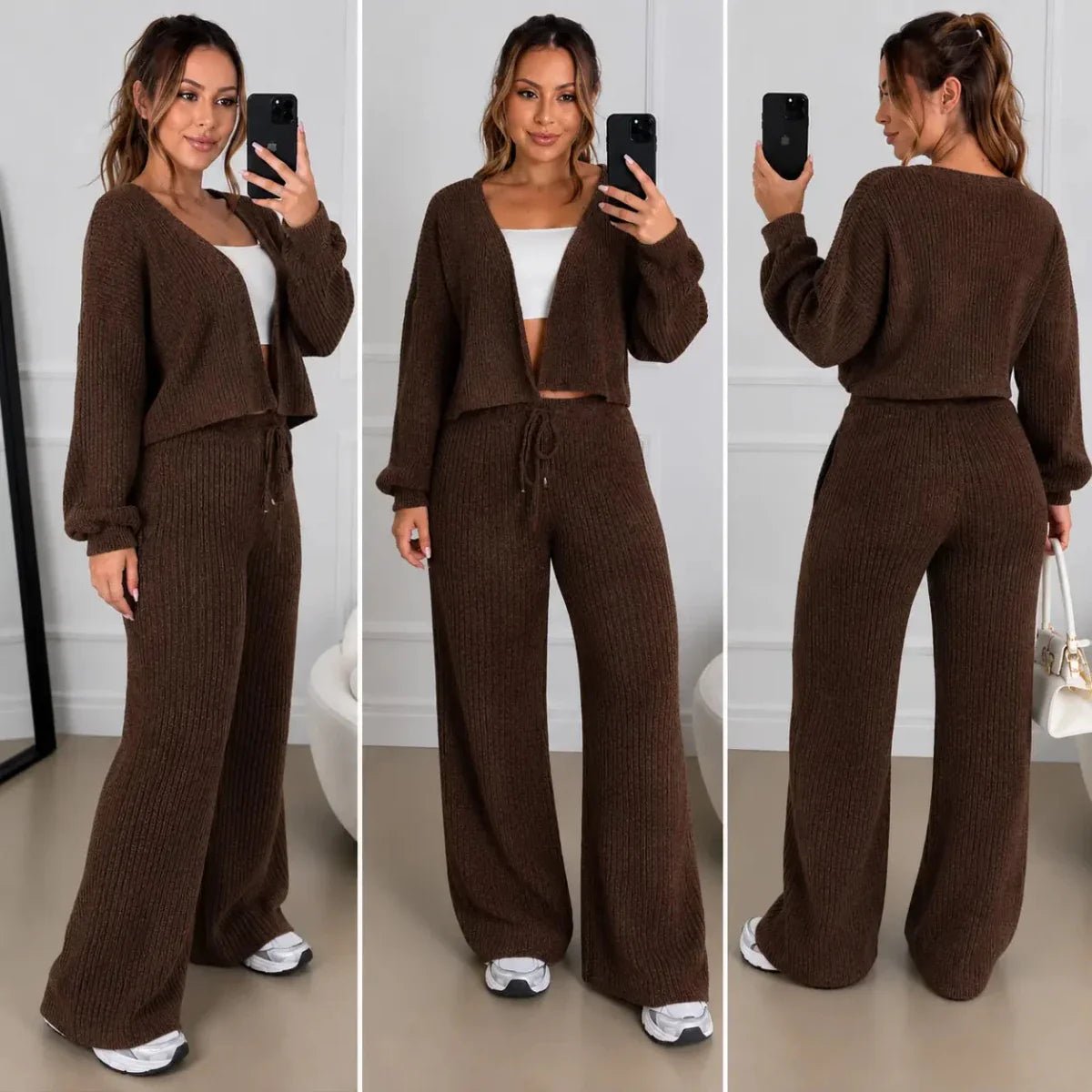 (KIT COM 2) Conjuntinho Julie Trico Premium (Blusa + Calça) | OFERTA DE OUTONO/INVERNO - Tricote Modas