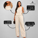 Kit com 3 Conjuntos Feminino em Linho Premium - 40%OFF