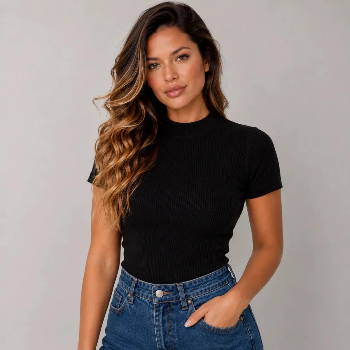(Kit com 4) Blusas Caneladas Gola Média | COLEÇÃO PRÉ VERÃO - Tricote Modas