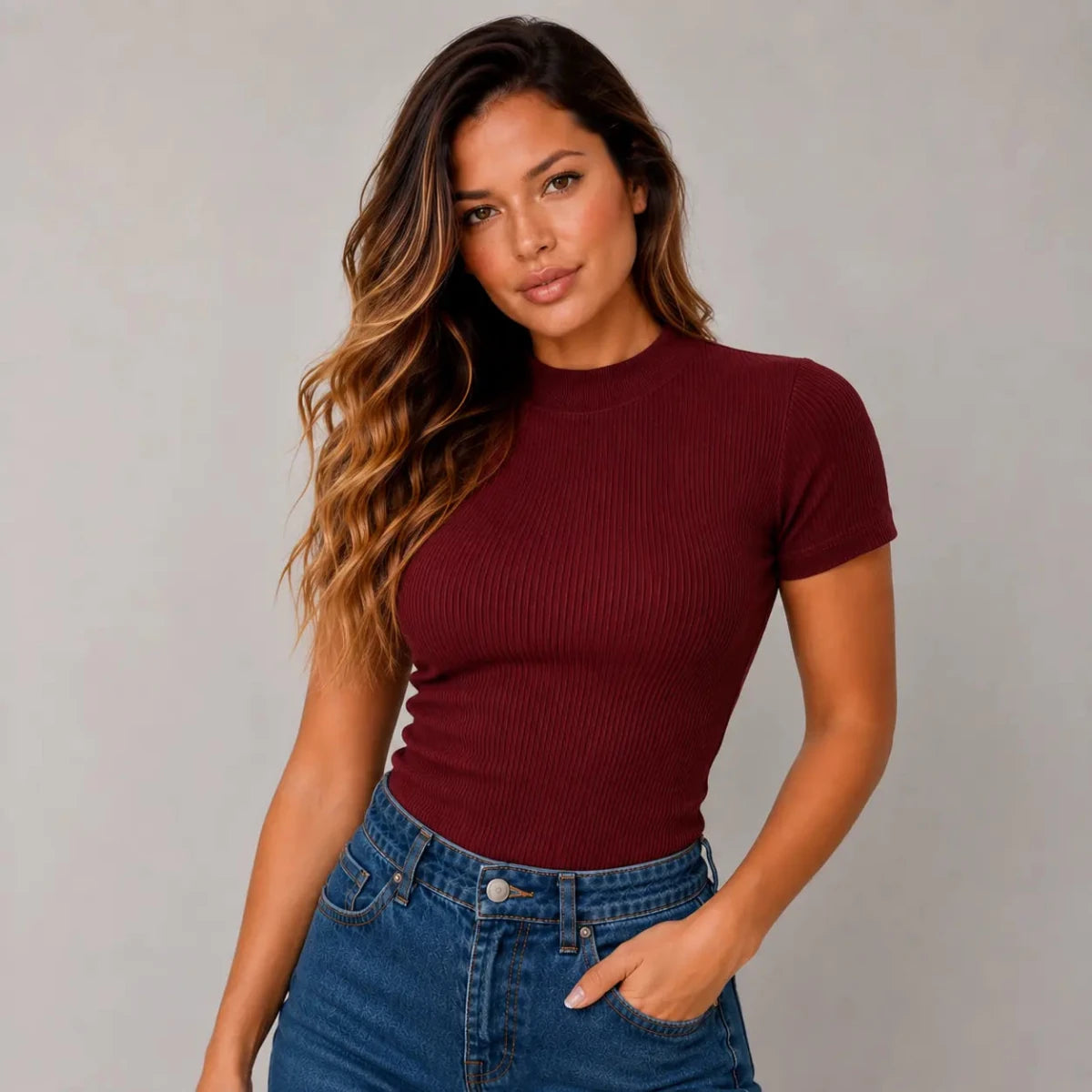 (Kit com 4) Blusas Caneladas Gola Média | COLEÇÃO PRÉ VERÃO - Tricote Modas