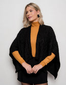 Poncho Voyageur Preto - Tricote Modas