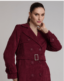 Trench Coat Veludo Cotelê Vinho - Tricote Modas
